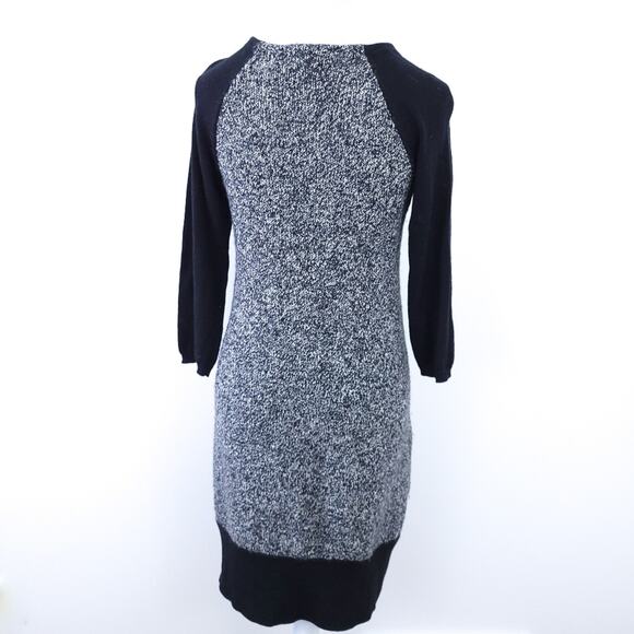 Ann Taylor Loft Fact Sweater Dress Black White, Small, 3/4 Sleeves Neutral Wool - Picture 3 of 8